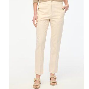 NWT J.Crew Linen-cotton blend elastic-back sailor pant 10 Ivory